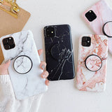 Marble Pattern iPhone Case + PopSocket Holder
